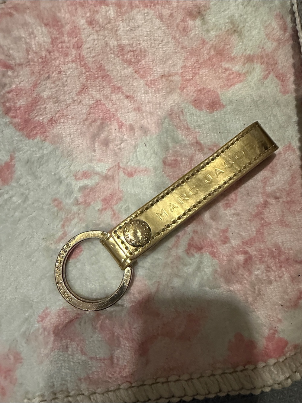 Marc Jacobs Metallic Gold Leather Key Ring Strap